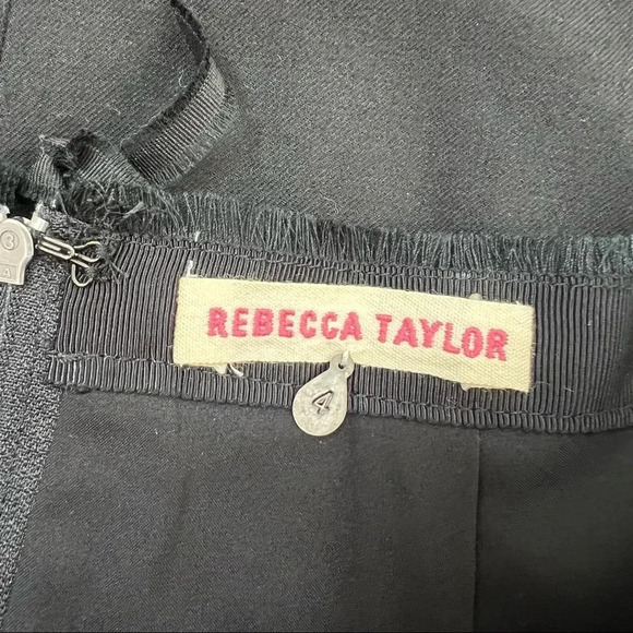 Rebecca Taylor Lace Trim Wool Pencil Skirt Black Size 4 - Picture 7 of 8